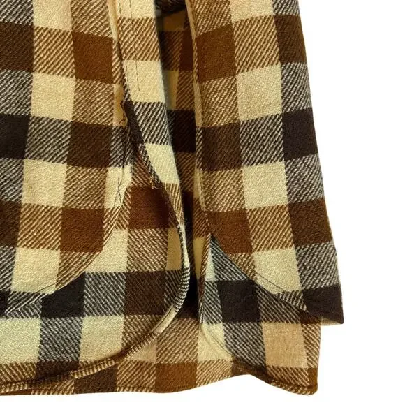 Vintage 60’s Woolrich Wool Shirt Jacket Shacket Window Plaid USA Women’s Large